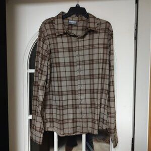 New 32 Degrees Heat Charcoal Plaid Long Sleeve Button Down Shirt Men's L